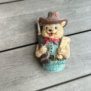 Cowboy Cat Figurine with Red Scarf